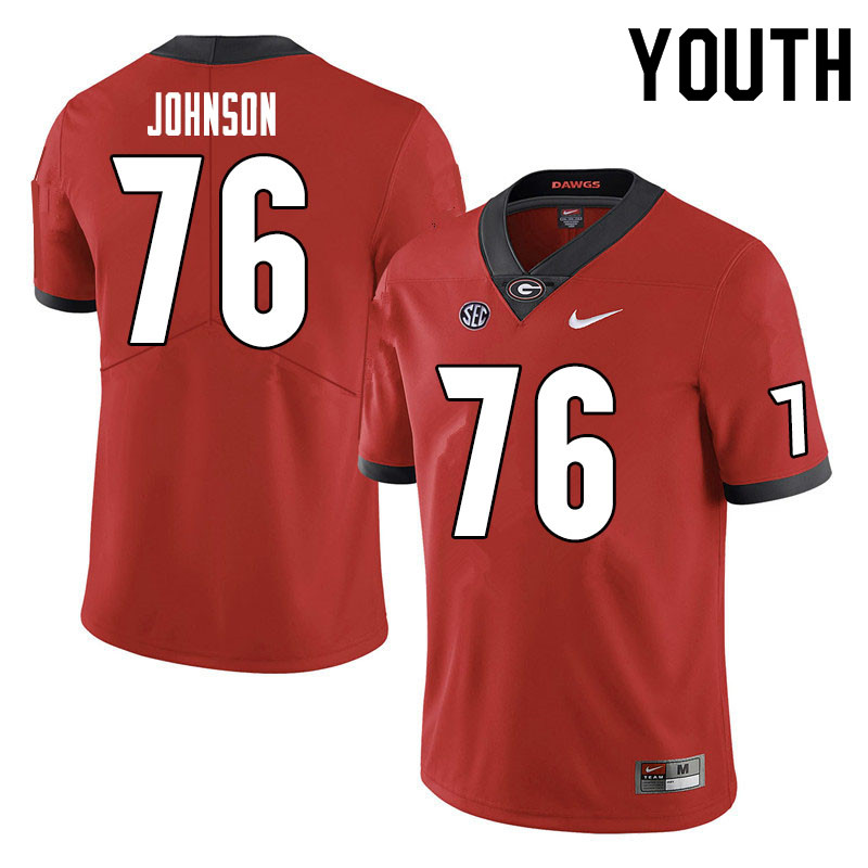 Youth #76 Miles Johnson Georgia Bulldogs College Football Jerseys Sale-Red - Click Image to Close